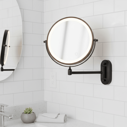 Rechargeable Lighted Vanity Mirror with Magnification & Touch Dimming for Bathroom Counter Makeup Application Skincare Beauty Routine