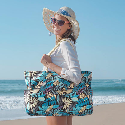 Large Mesh Carryall Bag with Zippered Closure for Pool Days and Coastal Getaways – Holds Towels, Sunscreen & Gear for Travel, Gym, Yoga, Pic