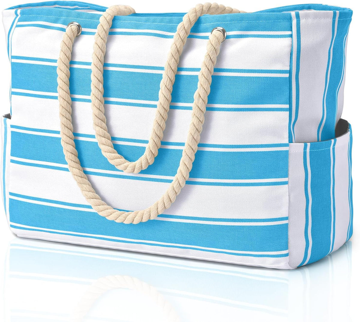 Large Mesh Carryall Bag with Zippered Closure for Pool Days and Coastal Getaways – Holds Towels, Sunscreen & Gear for Travel, Gym, Yoga, Pic