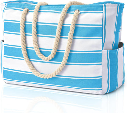 Large Mesh Carryall Bag with Zippered Closure for Pool Days and Coastal Getaways – Holds Towels, Sunscreen & Gear for Travel, Gym, Yoga, Pic