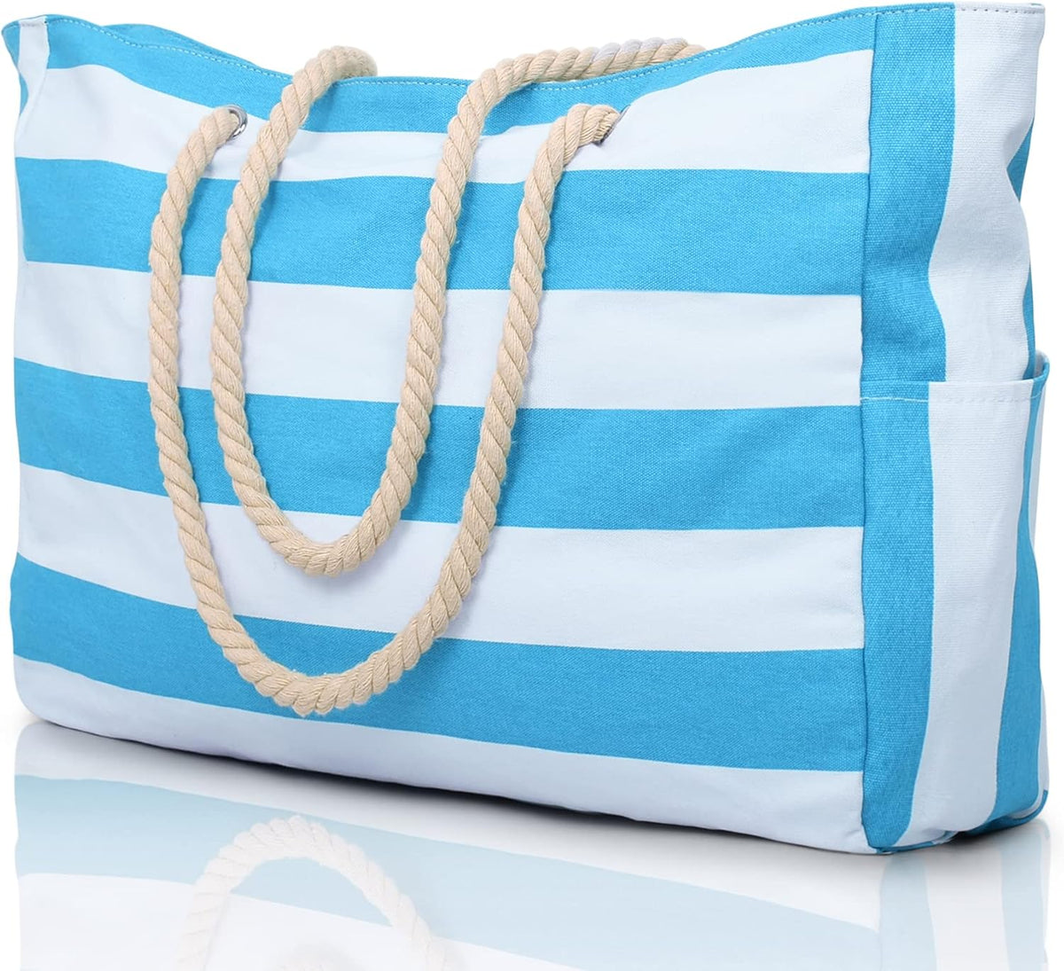 Large Mesh Carryall Bag with Zippered Closure for Pool Days and Coastal Getaways – Holds Towels, Sunscreen & Gear for Travel, Gym, Yoga, Pic