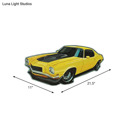 LED Novelty Wall Light Battery-Powered Metal Sign Sconce for Kids Room, Game Room & Man Cave – Beer, Car, Anchor Shaped Night Light in