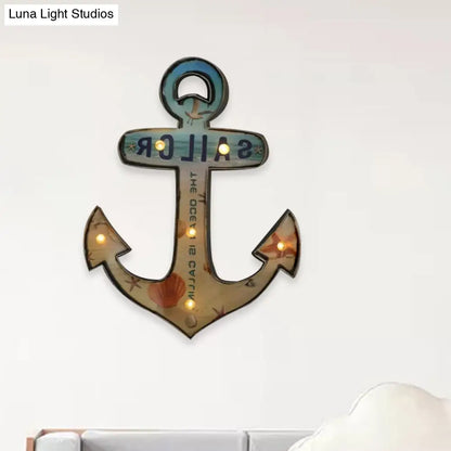 LED Novelty Wall Light Battery-Powered Metal Sign Sconce for Kids Room, Game Room & Man Cave – Beer, Car, Anchor Shaped Night Light in