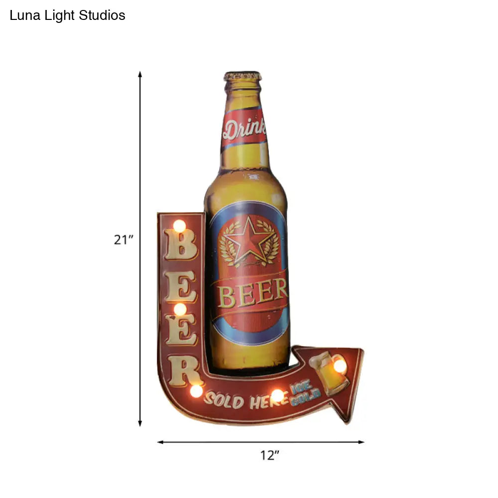 LED Novelty Wall Light Battery-Powered Metal Sign Sconce for Kids Room, Game Room & Man Cave – Beer, Car, Anchor Shaped Night Light in