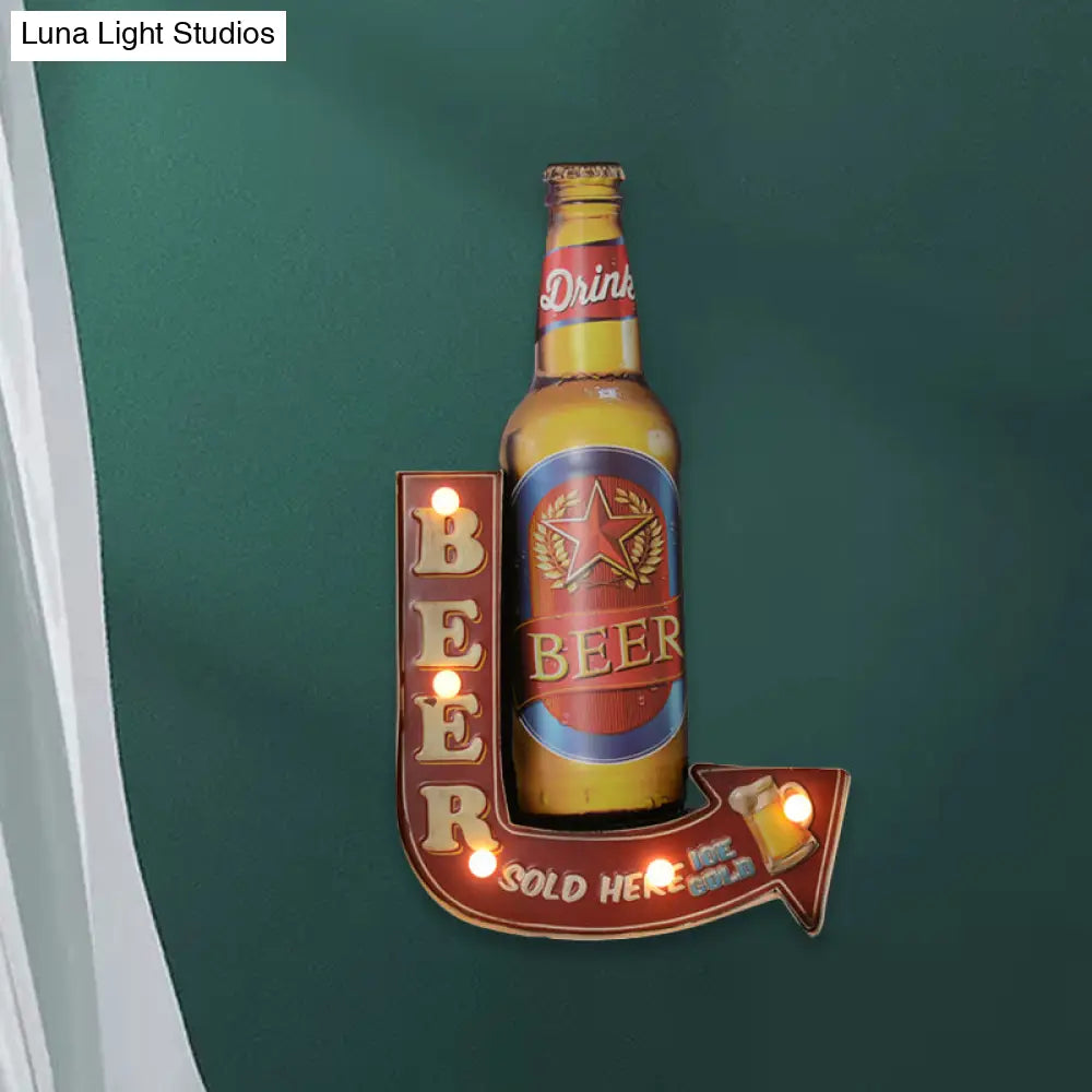 LED Novelty Wall Light Battery-Powered Metal Sign Sconce for Kids Room, Game Room & Man Cave – Beer, Car, Anchor Shaped Night Light in
