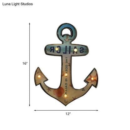 LED Novelty Wall Light Battery-Powered Metal Sign Sconce for Kids Room, Game Room & Man Cave – Beer, Car, Anchor Shaped Night Light in