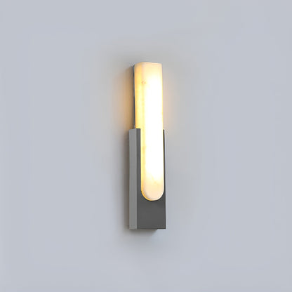 LED Sconce Light 20 Inch Vertical Alabaster Shade Gold Base Hardwired Modern Bedroom Hallway Wall Fixture for Contemporary Homes