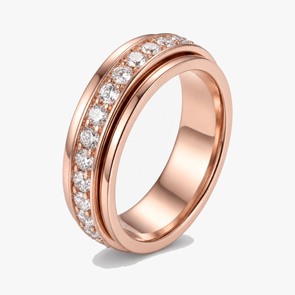 Titanium Steel Spinner Ring with Zirconia Stones for Anxiety Relief & Everyday Wear | Hypoallergenic Fidget Ring for Women & Men