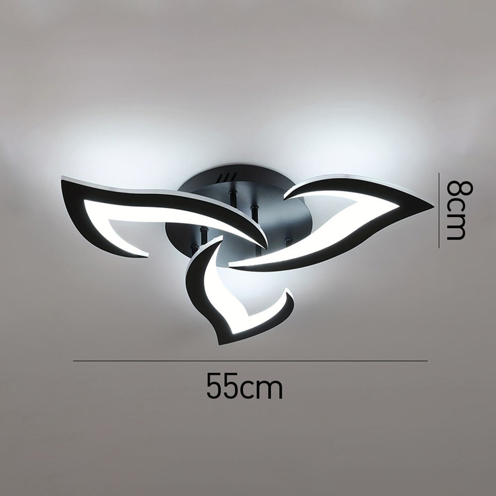 LED Flush Mount Light Fixture with Floral Layered Design for Bedroom, Entryway & Living Spaces | 22 in Black Metal Modern Low Profile Ambien