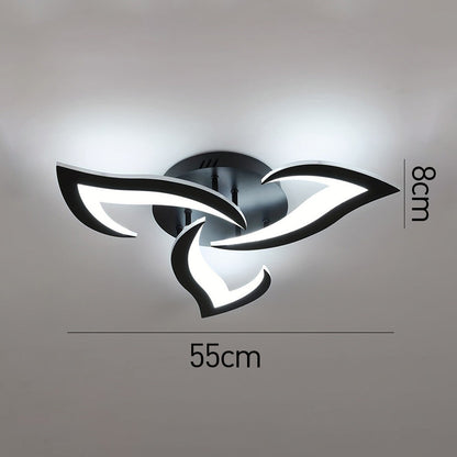 LED Flush Mount Light Fixture with Floral Layered Design for Bedroom, Entryway & Living Spaces | 22 in Black Metal Modern Low Profile Ambien