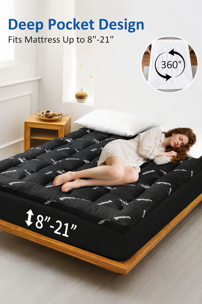 Comfort Cloud | Cooling Bamboo Mattress Topper with Extra Thickness & Breathable Viscose for Enhanced Sleep Quality