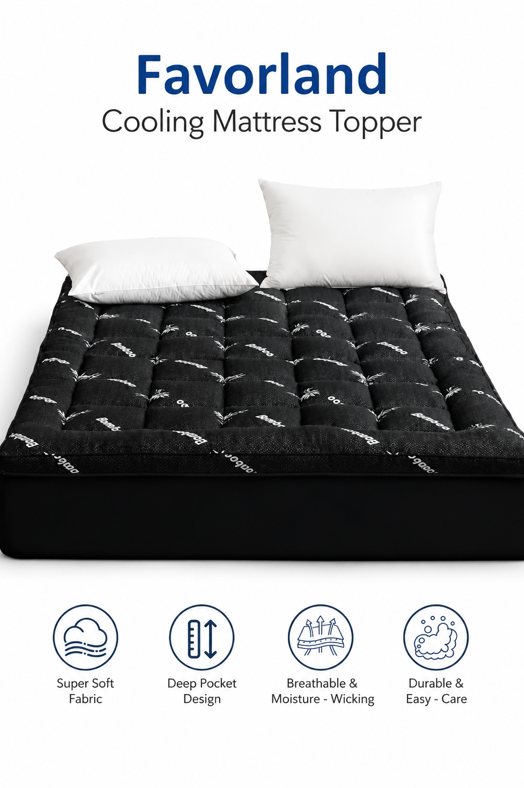 Comfort Cloud | Cooling Bamboo Mattress Topper with Extra Thickness & Breathable Viscose for Enhanced Sleep Quality