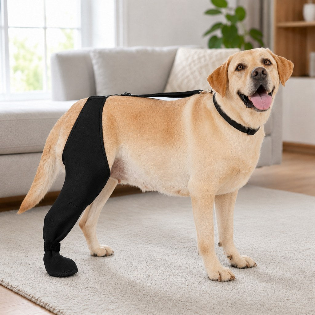 Ortekor Adjustable Dog Rear Leg Recovery Sleeve with Paw Cover - Helps Limit Licking During Post-Surgery Rest