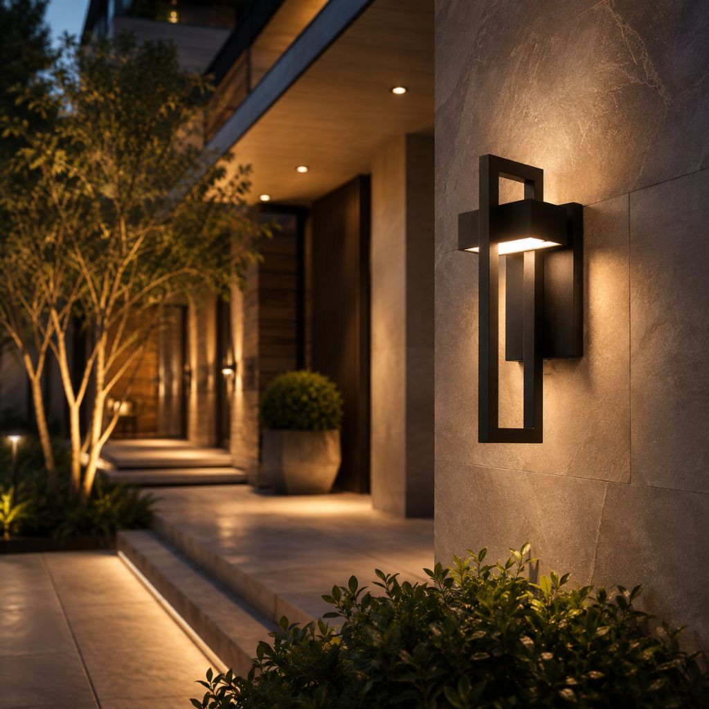Outdoor Wall Sconce Dual-Beam Light Fixture Black Stainless Steel Weatherproof IP65 Up Down Accent Lighting for Patio Garden Entryway