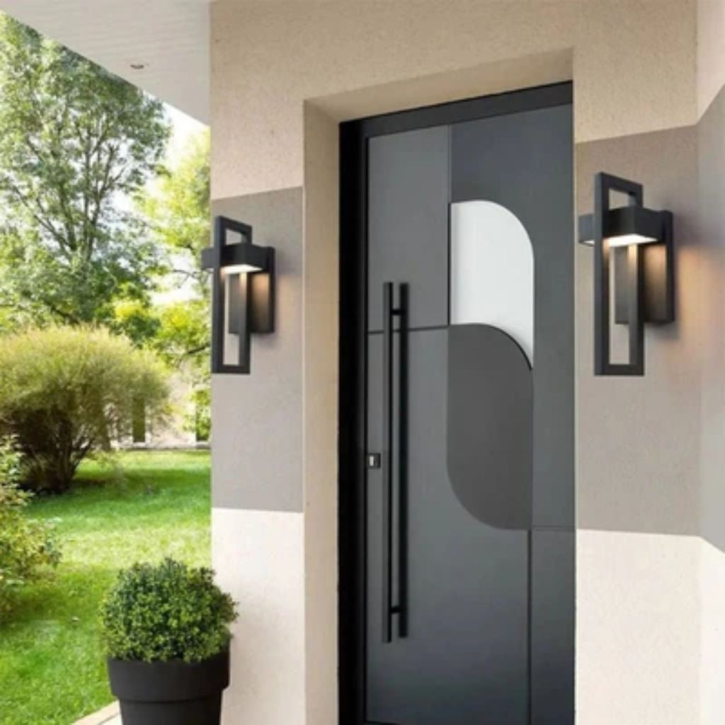 Outdoor Wall Sconce Dual-Beam Light Fixture Black Stainless Steel Weatherproof IP65 Up Down Accent Lighting for Patio Garden Entryway