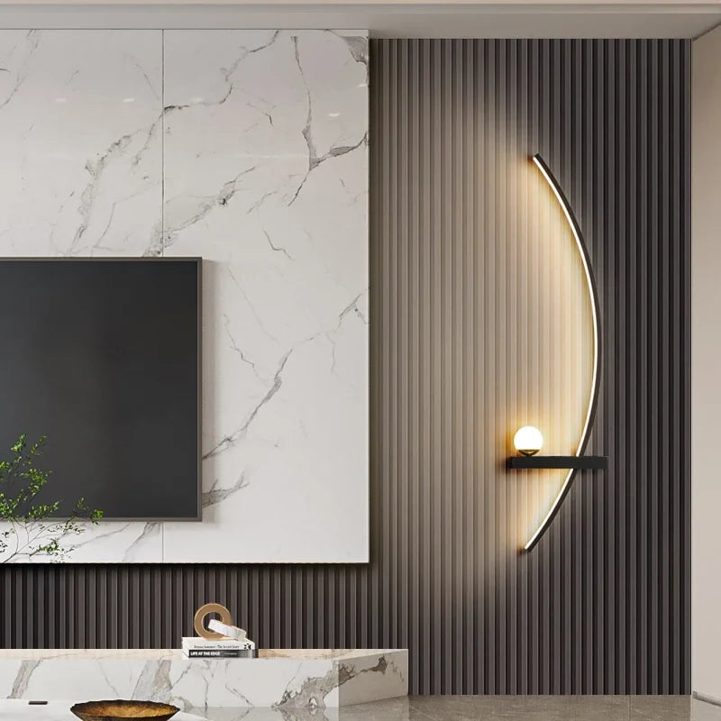 Curved LED Sconce Aluminum Arc Light for Bedroom Hallway Living Room Modern Accent Lighting Fixture Black Gold Finish Wall Mount Indoor Illu