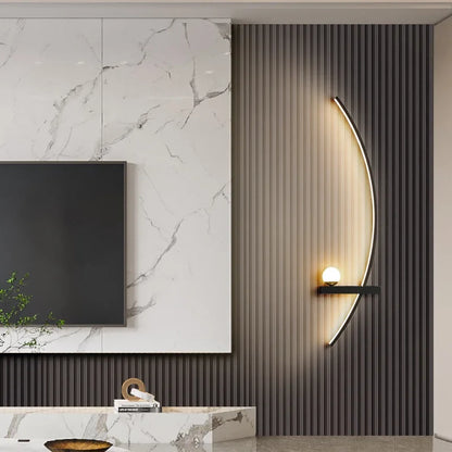 Curved LED Sconce Aluminum Arc Light for Bedroom Hallway Living Room Modern Accent Lighting Fixture Black Gold Finish Wall Mount Indoor Illu