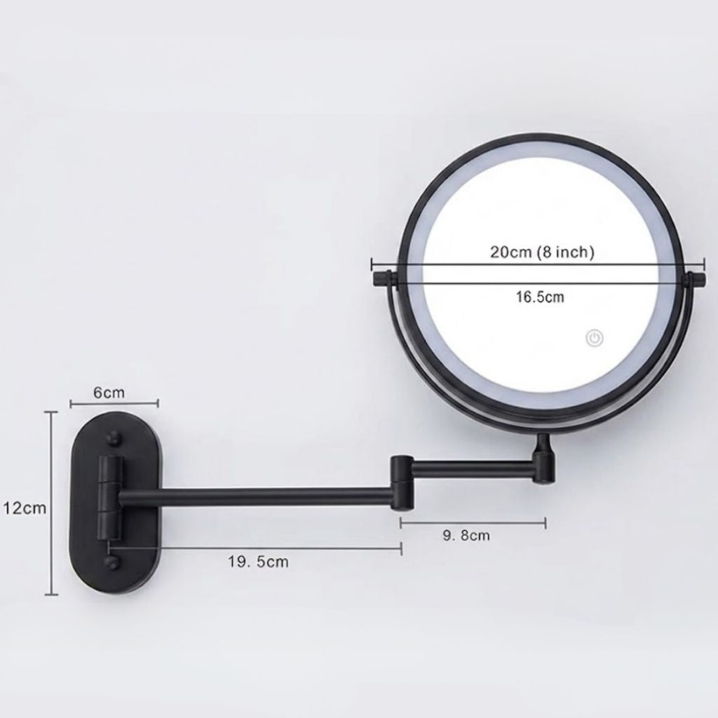 Cordless Lighted Vanity Mirror with Adjustable Magnification & 3-Tone LED Illumination for Beauty Routine & Grooming