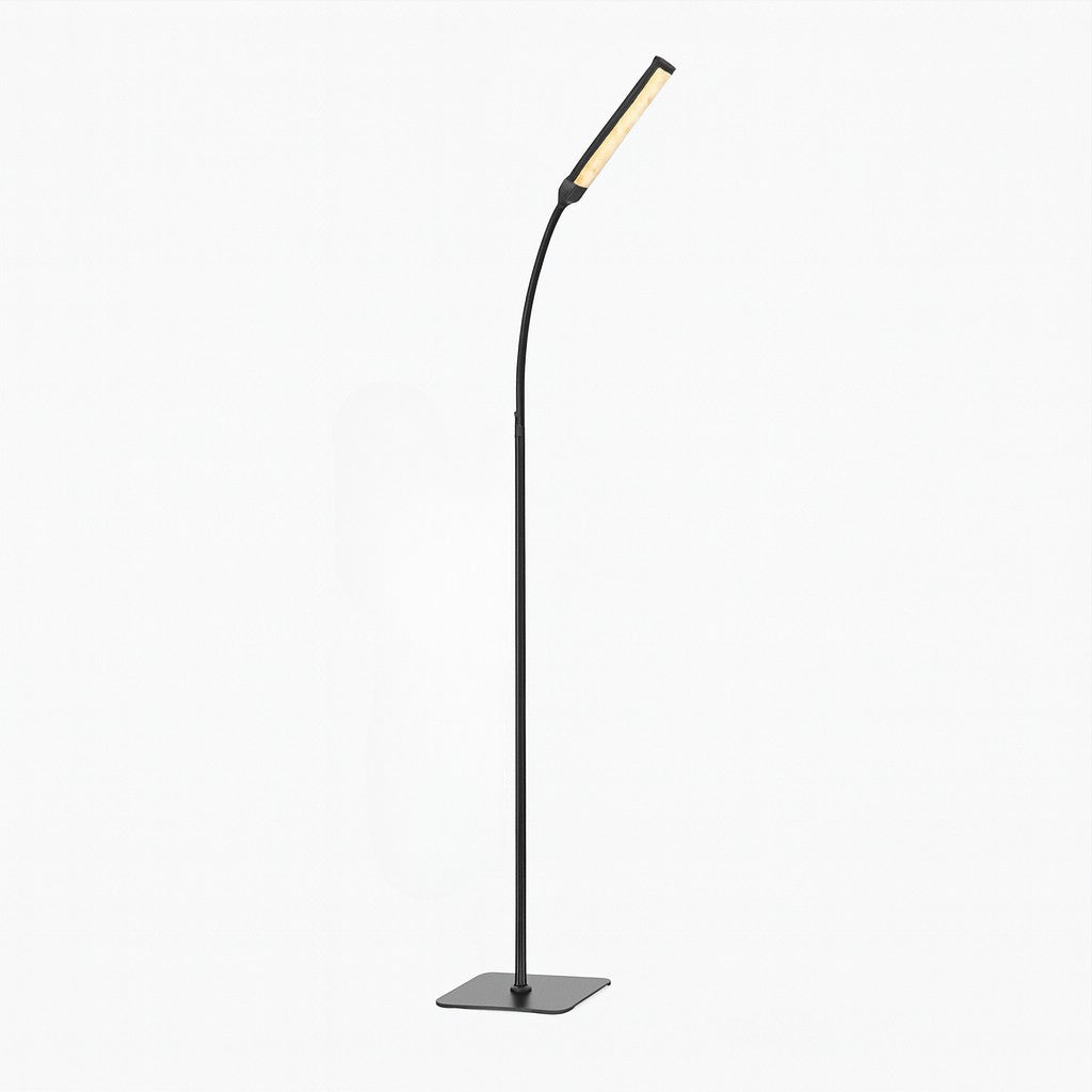 Adjustable LED Reading Floor Lamp with Remote Control Black Metal Modern Task Light with 3 Color Temps & 5 Brightness Levels for Living