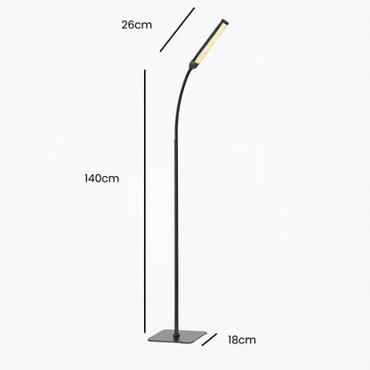 Adjustable LED Reading Floor Lamp with Remote Control Black Metal Modern Task Light with 3 Color Temps & 5 Brightness Levels for Living