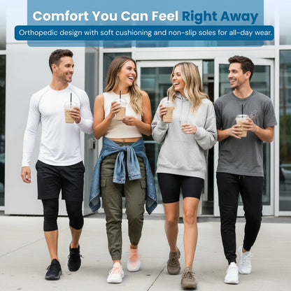Cushioned Arch-Support Slip-On Sneakers for Women & Men – Lightweight Walking Shoes with Plush Foam Sole, Hands-Free Design for All-Day