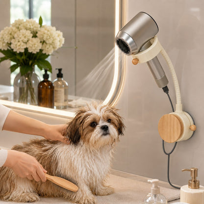 Ortekor Hands-Free Pet Grooming Hair Dryer Holder for At-Home Bath Time - Repositionable Suction Mount with 360 Flexible Arm