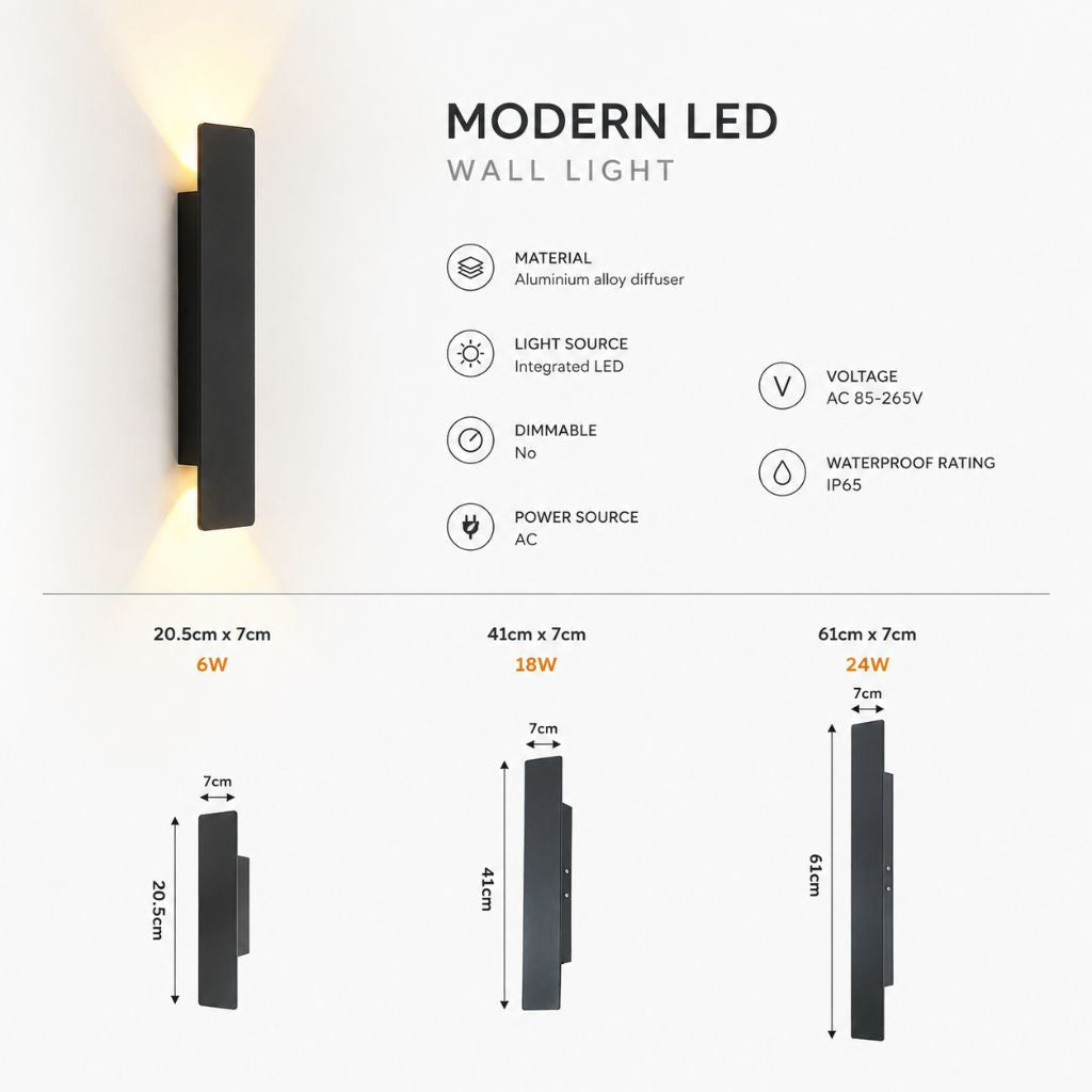 Outdoor LED Wall Sconce Aluminum Waterproof Fixture for Garden Patio Entryway Exterior House Lighting 6W 18W 24W