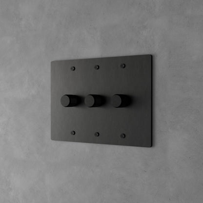 Rotary Light Dimmer Switch with Brass Knob for Stepless Brightness Adjustment in Living Room Bedroom Hallway Contemporary Wall-Mounted Panel