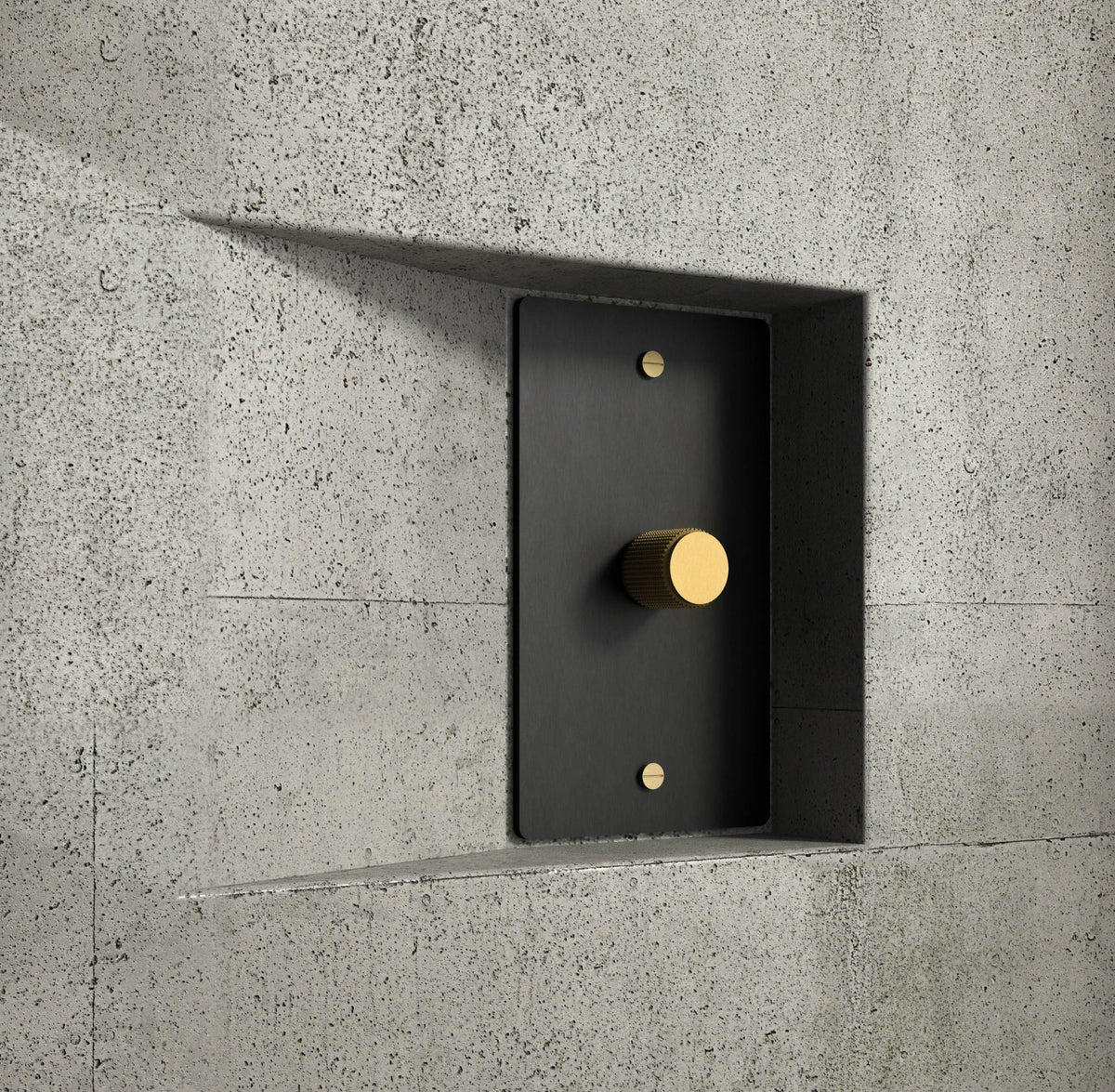 Rotary Light Dimmer Switch with Brass Knob for Stepless Brightness Adjustment in Living Room Bedroom Hallway Contemporary Wall-Mounted Panel