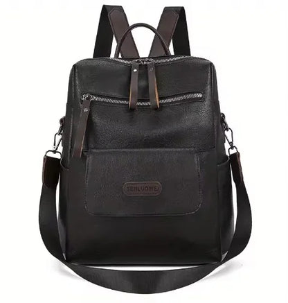 Convertible Faux Leather Backpack Purse for Women – Zip-Around Multi-Pocket Shoulder Bag Daypack for Work Travel School Everyday