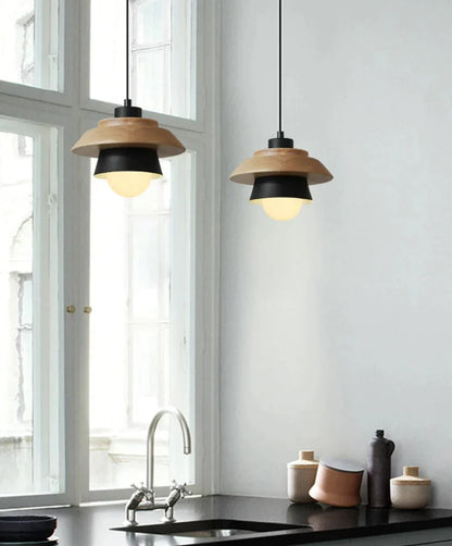 Modern Wood Pendant Light with Adjustable Cable in 5 Colors for Dining Room, Kitchen, Bedroom