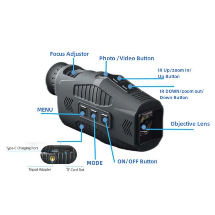 Infrared Night Vision Monocular with HD Recording & 10x Zoom for Hunting, Wildlife & Security