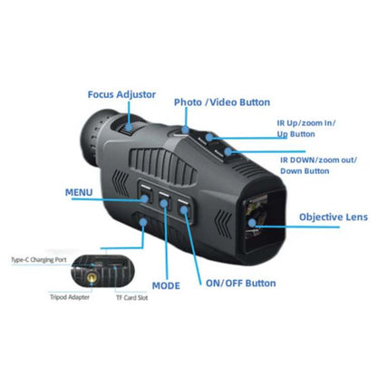 Infrared Night Vision Monocular with HD Recording & 10x Zoom for Hunting, Wildlife & Security