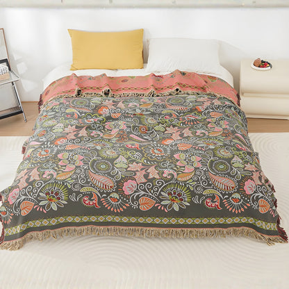 LeafHaven – Boho Reversible Cotton Blanket