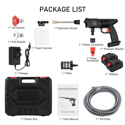 Cordless High-Pressure Water Sprayer with Rechargeable Battery 36V 1500W for Cars Driveways Patios Outdoor Deep Cleaning Portable Handheld