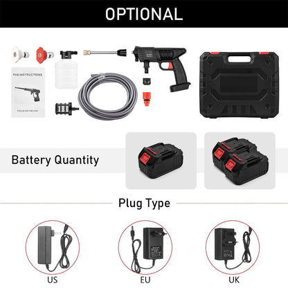 Cordless High-Pressure Water Sprayer with Rechargeable Battery 36V 1500W for Cars Driveways Patios Outdoor Deep Cleaning Portable Handheld