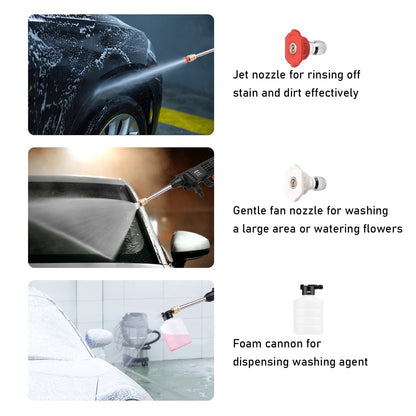 Cordless High-Pressure Water Sprayer with Rechargeable Battery 36V 1500W for Cars Driveways Patios Outdoor Deep Cleaning Portable Handheld