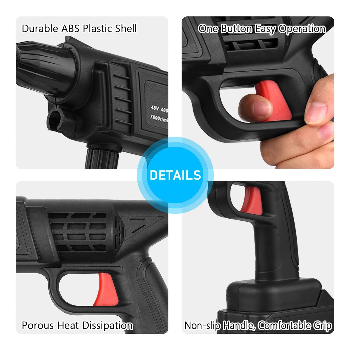 Cordless High-Pressure Water Sprayer with Rechargeable Battery 36V 1500W for Cars Driveways Patios Outdoor Deep Cleaning Portable Handheld