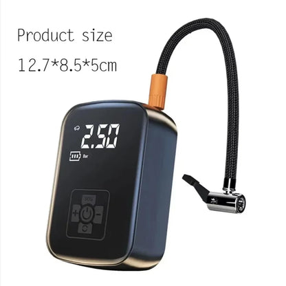 Portable Electric Tire Inflator with Auto Shutoff & Digital Gauge for Car, Bike, Ball – Compact Rechargeable Air Pump 150 PSI LED Light