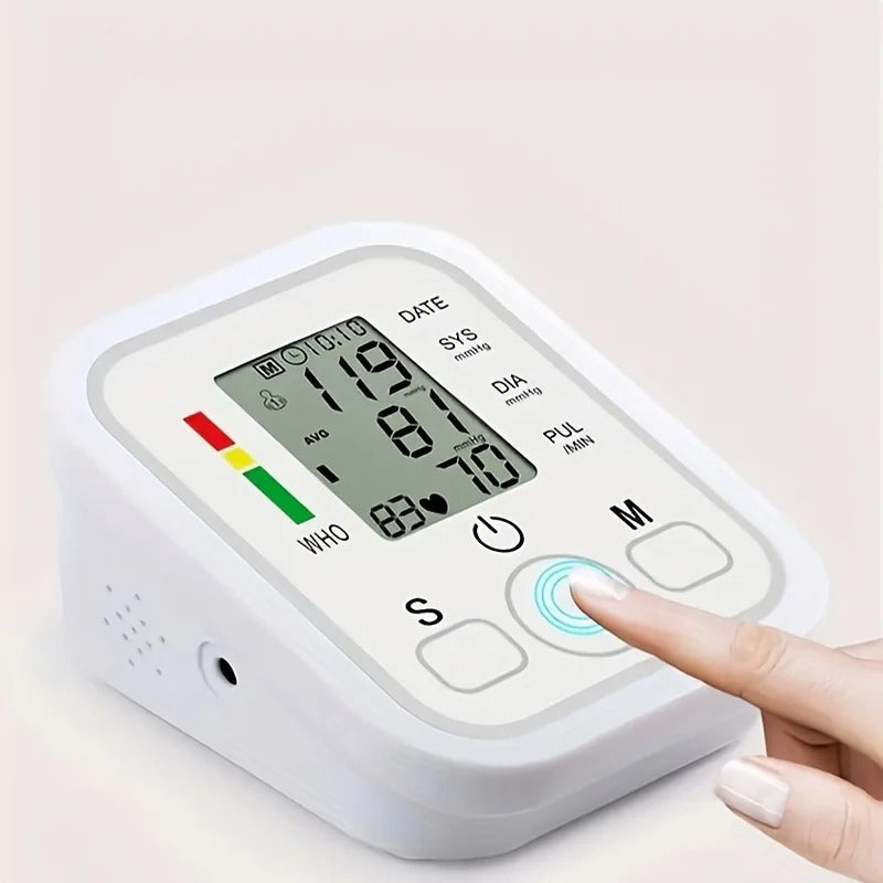 Upper Arm Blood Pressure Cuff Monitor with LCD Display – Dual User Memory, 99 Readings Per Profile, Auto Inflate Measuring Machine for