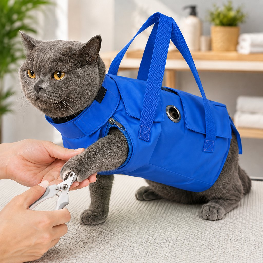 Ortekor Multi-Use Cat Carrier & Grooming Bag - Easy Paw Access for Vet Visits & At-Home Care