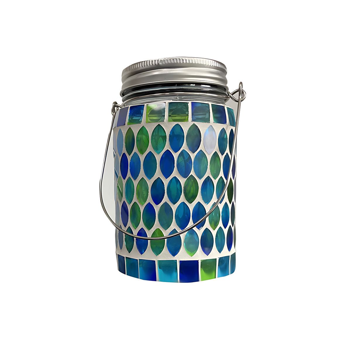 Solar Stained Glass Outdoor Lantern — Handcrafted Mosaic Garden Light with Auto Dusk-to-Dawn