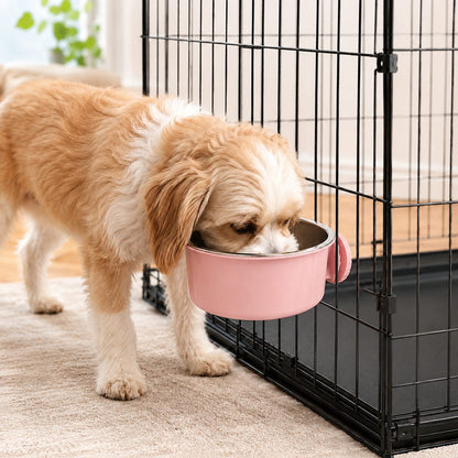 Ortekor Crate-Mounted Stainless Steel Pet Bowl for Dogs & Cats - Screw-On Food & Water Bowl for Cleaner Kennel Feeding