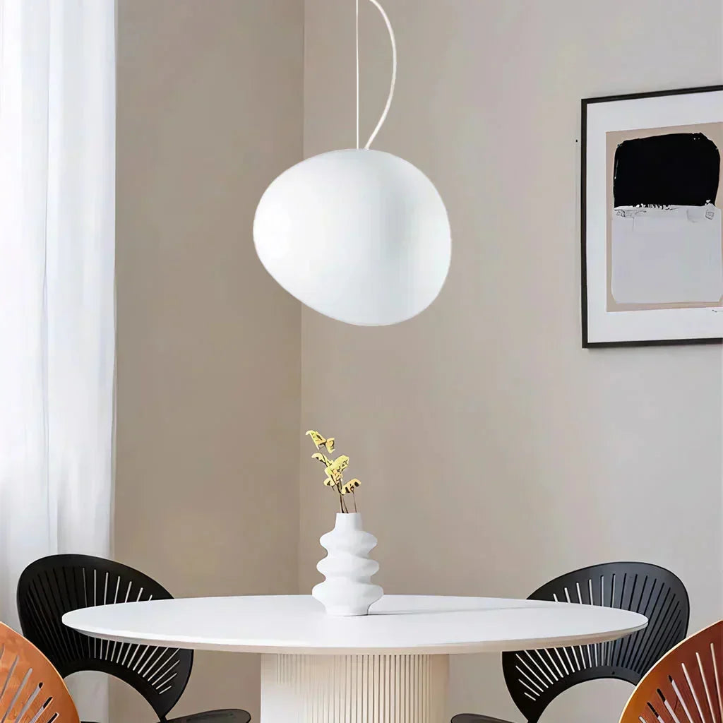 Organic Frosted Glass Flush Mount Ceiling Light White 18.5 in for Bedroom Living Room Dining Room Hallway Scandinavian Modern Ambient Lighti