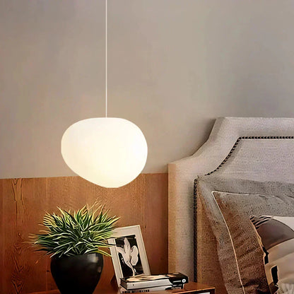 Organic Frosted Glass Flush Mount Ceiling Light White 18.5 in for Bedroom Living Room Dining Room Hallway Scandinavian Modern Ambient Lighti