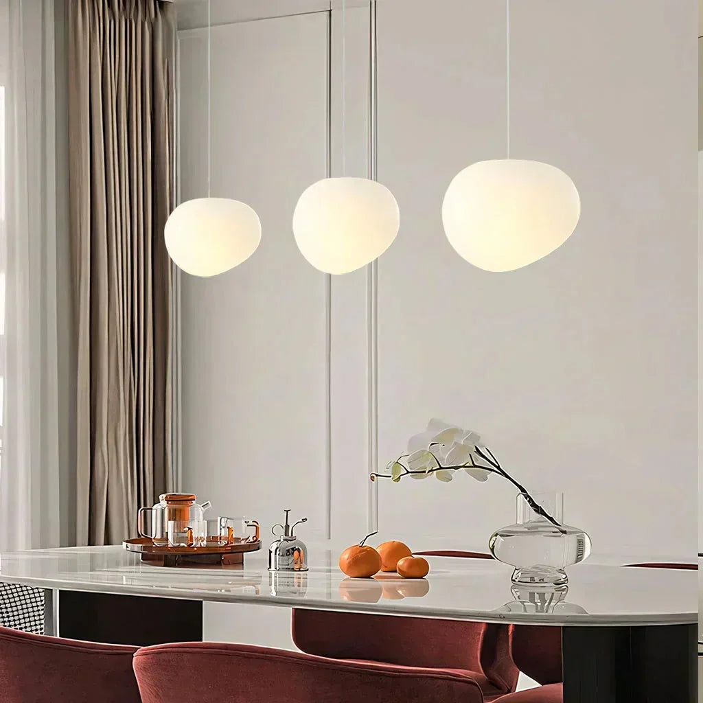 Organic Frosted Glass Flush Mount Ceiling Light White 18.5 in for Bedroom Living Room Dining Room Hallway Scandinavian Modern Ambient Lighti