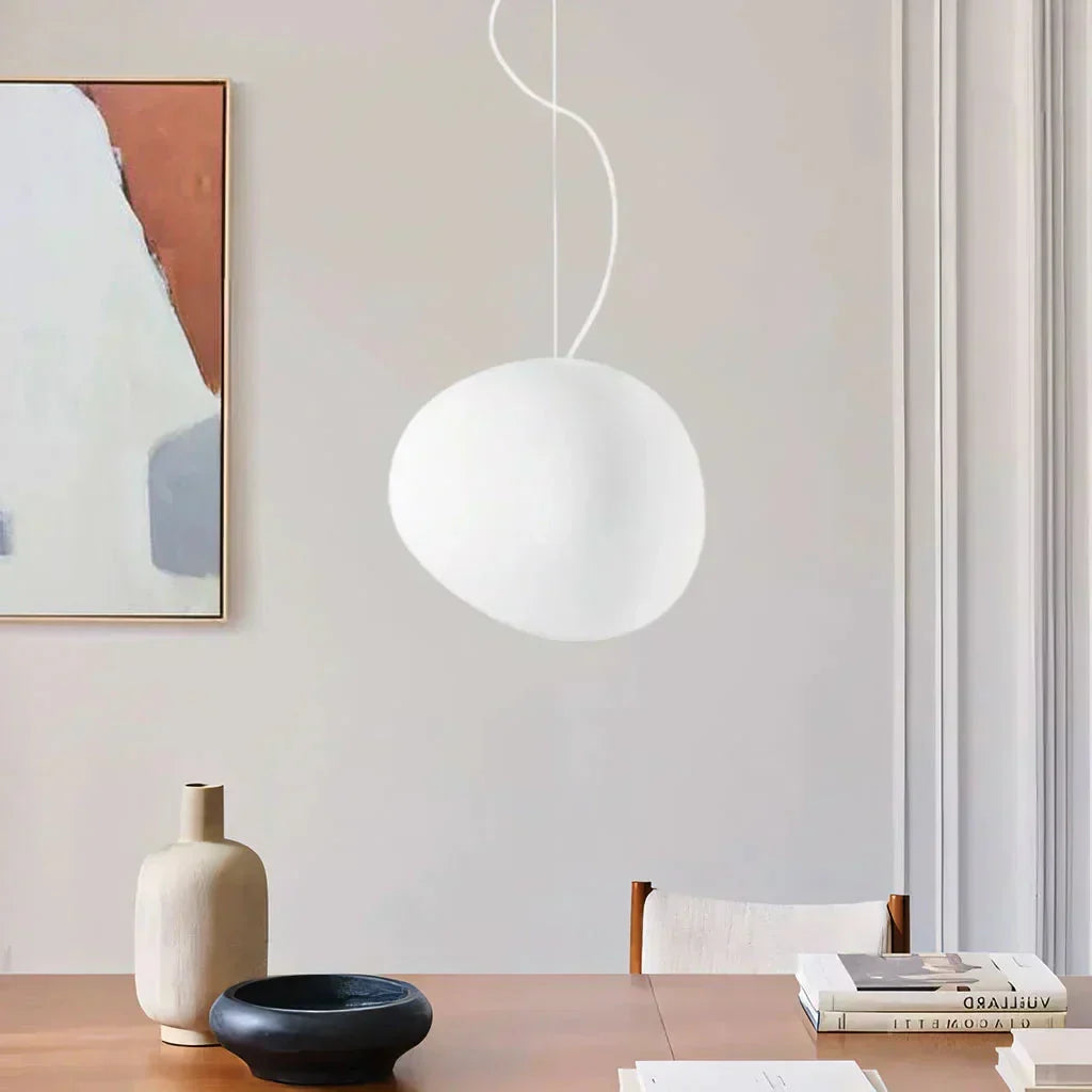 Organic Frosted Glass Flush Mount Ceiling Light White 18.5 in for Bedroom Living Room Dining Room Hallway Scandinavian Modern Ambient Lighti
