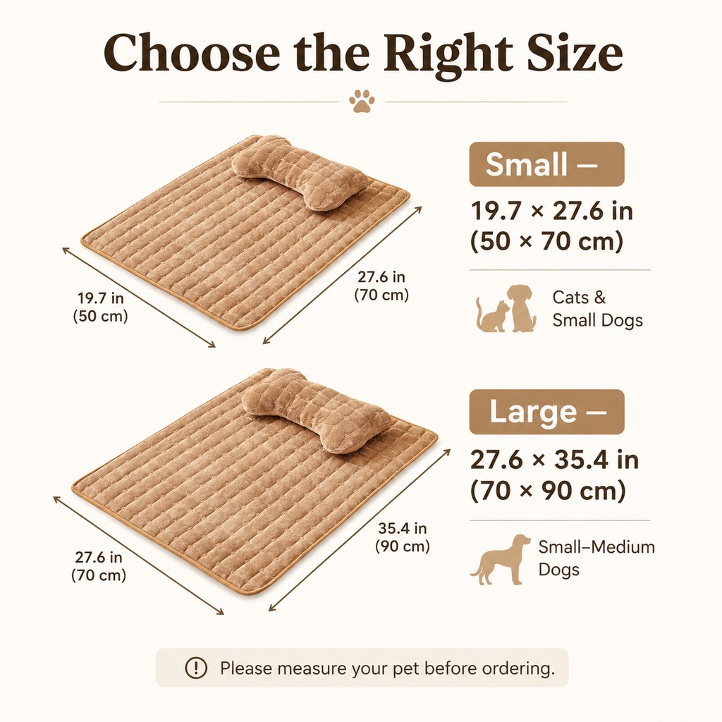 Ortekor Plush Pet Bed Mat with Detachable Bone Pillow – Cozy Indoor Resting Bed for Dogs & Cats with Non-Slip Bottom
