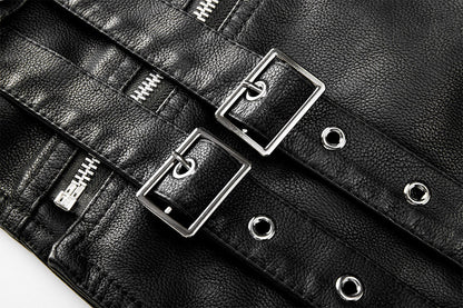 Men's Faux Leather Moto Jacket with Zip Front – Classic Black Biker Style for Everyday Wear – Water-Resistant Coat for Fall, Winter & Spring