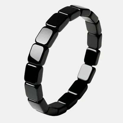 Men's Hematite Stone Bead Bracelet for Grounding & Balance | Polished Natural Gemstone Wrist Jewelry | Elastic Fit Wellness Accessory